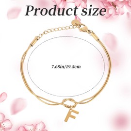 Mikovivi Bracelet Initials Gold, Trendy Dainty Gold Knot Bracelet with Letters Delicate Elegant Jewellery for Women Birthday Gift Festive Gift, Stainless Steel, No Gemstone