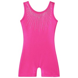 BAOHULU Leotard for Girls Gymnastics Toddler Tank Biketards Shorts Shiny Diamond Kids Dancewear B410_HotPink_110