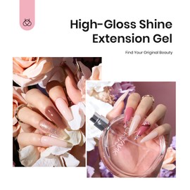 Beetles Poly Nail Extension Kit, 12 Colors Pink Nude Poly Nail Gel Clear White Glitter Poly Extension Gel Nail Kit Lazy Afternoon Nail Extension Gel Spring Nail Art Design Easy DIY Gift for Women