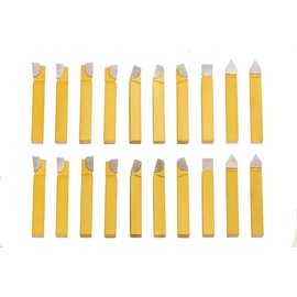 VCT 20pc 1/4" Carbide Tip Tipped Cutter Tool Bit Cutting Set for Metal Lathe Tooling