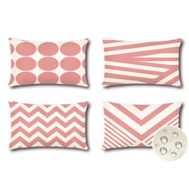 JOTOM Set of 4 Outdoor Cushion Covers, Decorative Waterproof Cushion Cover, Geometric Cushion Covers, Sofa Cushion, Decorative Cushion Cover for Living Room, Bedroom, Garden Decoration (30 x 50 cm