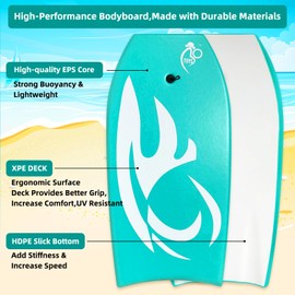 Bo-Toys Body Board Lightweight with EPS Core (Turquoise, 33-INCH)