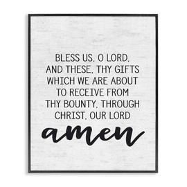 Stupell Industries Bless Us O Lord Before Meal Prayer Subtle Birch Typography Grey Framed Wall Art, 16 x 20, Design by Artist Lettered and Lined