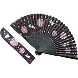Kyoi Women's Fan, Cute, Rabbit, Stylish, Includes Fan Bag, Silk Sensu, Mari Rabbit