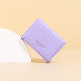 JIUFENG Women's RFID Blocking Short Wallet Multi Purpose Zipper Folded Purses Coins Pouches Multi-card Position Card Organizer (Purple)