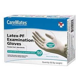 CareMates 05311020 Latex Powder-Free Gloves, Textured, Small - Case of 50