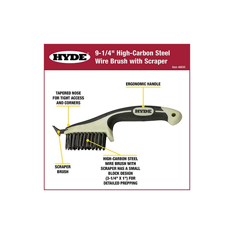 Hyde Tools 46835 Ergo Wire Brush, 3-1/4"