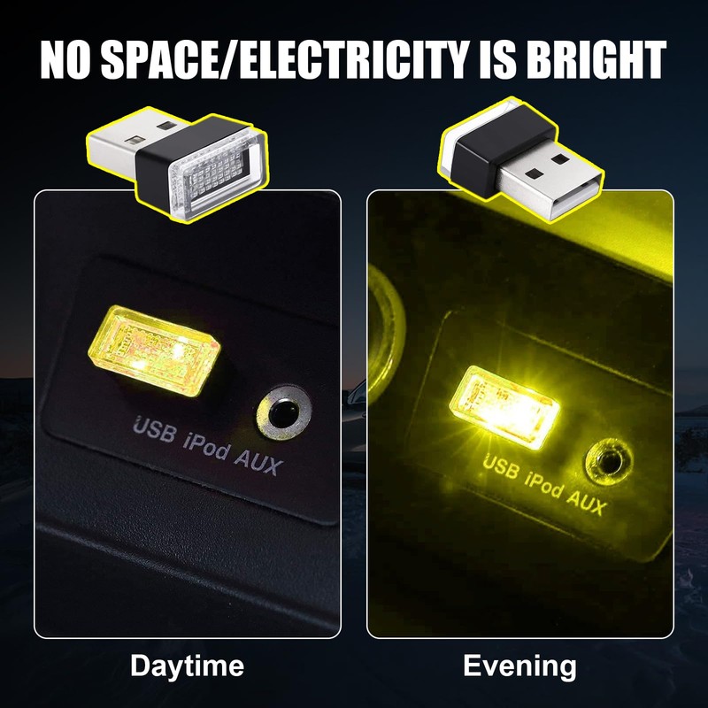 Ziciner 4 PCS USB LED Car Interior Atmosphere Lamp, Portable