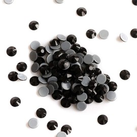 Dowarm Hotfix Crystal Rhinestones, Hot Fix Crystals for Crafts Clothes, Flatback Glass Crystal for Decoration, Round Gems (Jet Black, SS16 1440PCS)