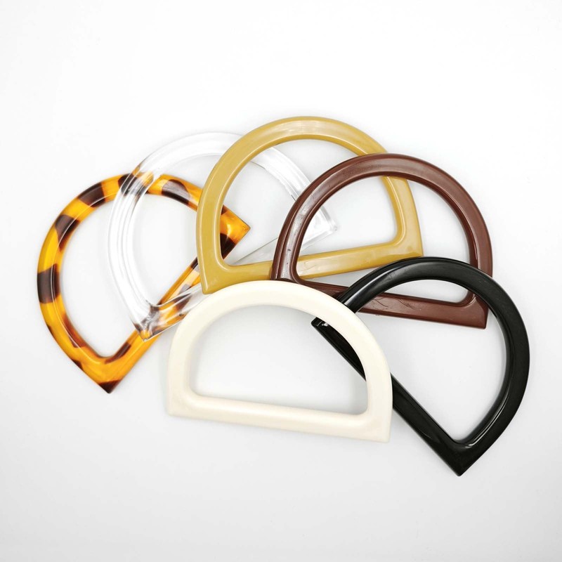 12 Pcs D-Ring Semi-Circle Handbag Handles - Faux Wood Grain