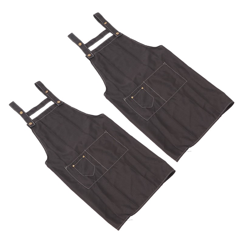 2 Pcs Black Cotton Apron Kitchen Breathable Oil Resistant Apron