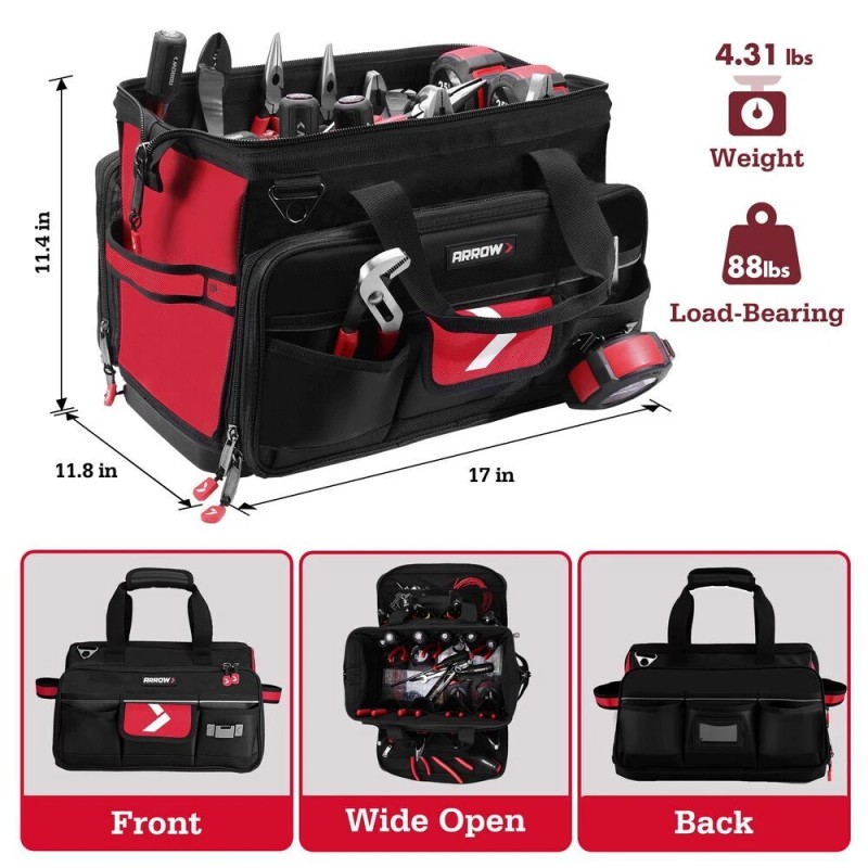 ARROW 17" Large Heavy Duty Tool Bag w/36 Pocket Zippered