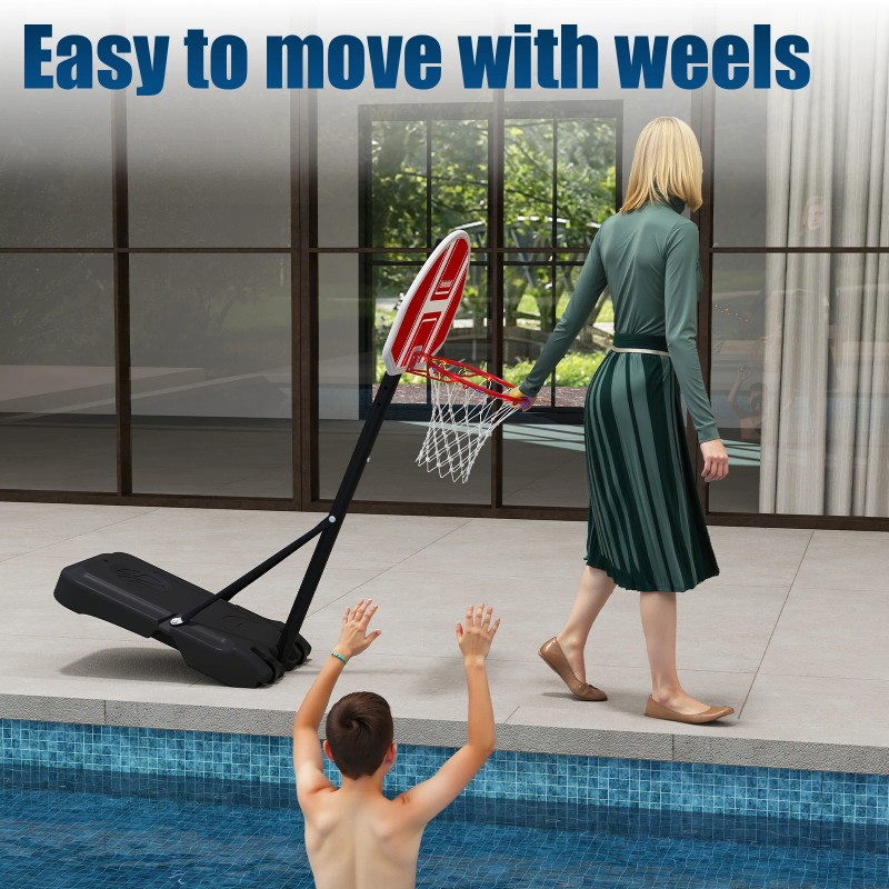 Portable Basketball Hoop 5.5-6.1Ft Height Adjustable LED Poolside Gift for
