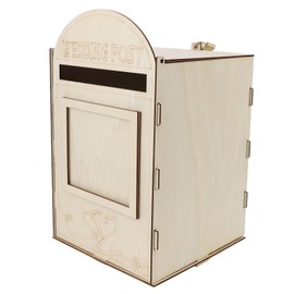 Wooden Wedding Mailbox, DIY Wooden Wedding Mailbox Post Box Postal Style Multifunctional Handmade with Lock for Parties (JM01617)