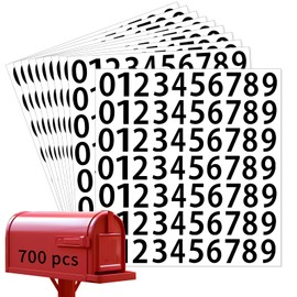STARLIBOO 700 PCS Number Stickers, 1" Waterproof Vinyl Number Stickers, Consecutive Number 0-9 Labels Self-Adhesive Without Residue Left for Indoor and Outdoor (Each Number 70 PCS, Black)