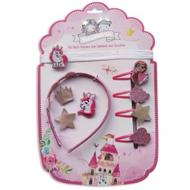 Papierdrachen Hair Accessories Set - Headband Velcro | Interchangeable Patches in Princess Design | Beautiful Creative Hair Accessories for Girls - Set 1