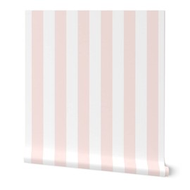 Peel & Stick Wallpaper 3ft x 2ft - Blush Stripe White Baby Pink Custom Removable Wallpaper by Spoonflower