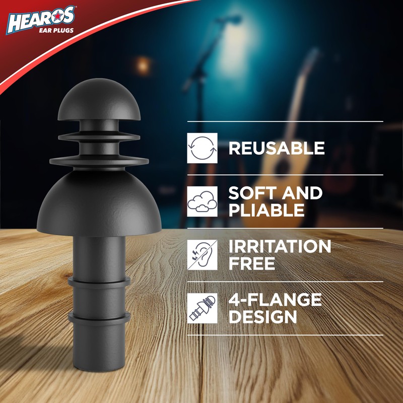 Hearos Earplugs Rock 'n Roll Series with Free Case, 1-Pair,