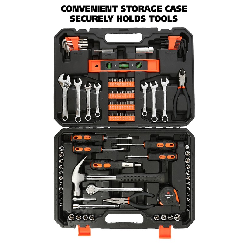 GreatNeck 119-Piece Home and Garage Tool Set, Portable Tool Kit