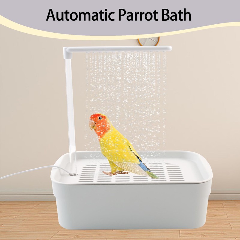 PINVNBY Automatic Bird Bath with Pump,Parrot Bathtub Shower Parakeet Bath