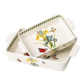 ONCCI In-Glaze Ceramic Baking Dish Set of 2 - Rectangular with Handles,Single Serving Size Casserole dishes 10.8*7.99in & 8.58*6.54inch Sizes - Oven Safe for Cooking, Baking, Casseroles - Dishwasher Safe(Iris)