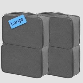 Large Packing Cubes 4 PCS, Large Suitcase Organiser Bags 4-Piece, Large Travel Bags Organiser 4 Pack (4PCS Large Grey)