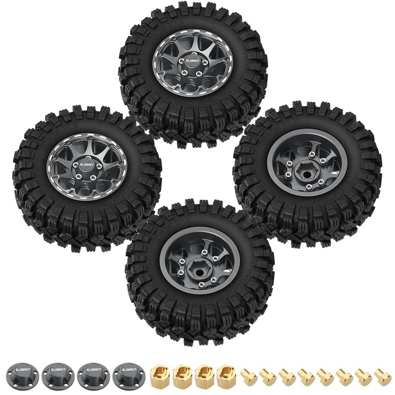 GLOBACT 9-Spoke Aluminum 1.2in Beadlock Wheel Tires Soft Sticky Rubber