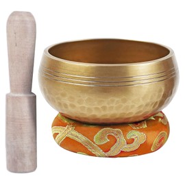 Tibetan Singing Bowl Set, Meditation Sound Bowl Handcrafted in Nepal for Yoga Chakra Healing Mindfulness Stress Relief, Buddha Sound Bowl with Mallet Silk Mat, Himalayan Bazaar Meditation Bowl (11CM)
