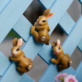 Kelendle 3Pack Flower Pot Huggers Animals Resin - Plant Pot Huggers Figurine Planter Edge Decor Hanging Rabbit Statue for Indoor Outdoor Decoration