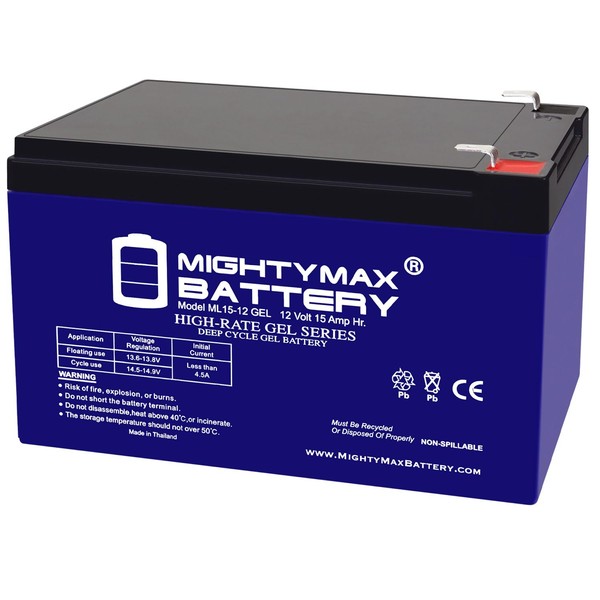 12V 15AH GEL F2 Replacement Battery Compatible with Kidde Aries