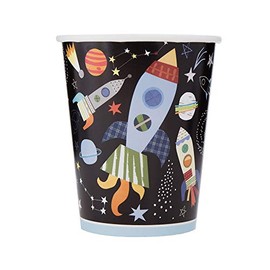Outer Space Adventure Paper Cups - 9 oz. (Pack of 8) - Durable & Eye-Catching Design, Perfect for Galactic Themed Parties
