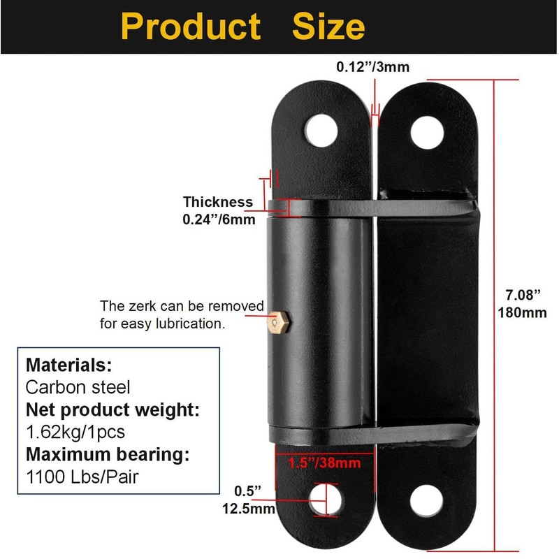 Heavy Duty Gate Hinge - 1100 Lbs Max Load, 180°