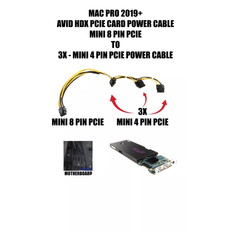 AVID HDX 2019+ PCIE Card Power Adapter Cable | MAC