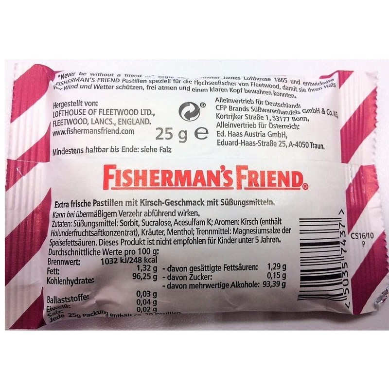 Fisherman's friend Cherry menthol lozenges-PACK of 24 [Personal Care]