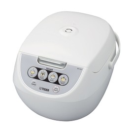 TIGER JBV-A10U 5.5-Cup (Uncooked) Micom Rice Cooker and Warmer with Tacook Food Steamer Cooking Tray Technology, White