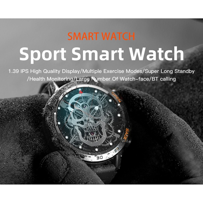 Black Outdoor Smartwatch with Speaker Waterproof Dustproof LCD Bluetooth Intelligent
