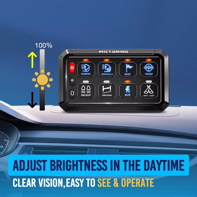 MICTUNING LED Touch Switch Panel 8 Gang Car Marine Boat