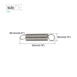 METALLIXITY Extension Spring (0.4x4x20mm/0.016"x0.16"x0.79") 10Pcs, Stainless Steel Tension Spring Wire - for Home Repair Construction Machinery