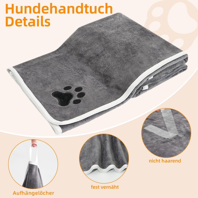 Set of 2 Dog Towels, Extra Absorbent, Microfibre Dog Towels,