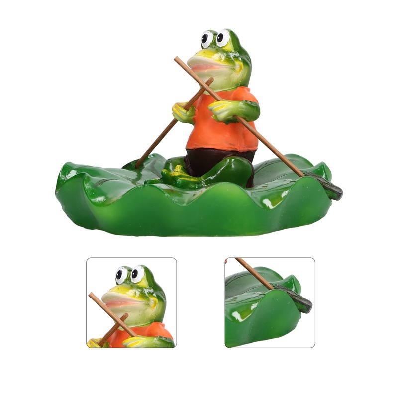 Simulation Resin Floating Lotus Leaf Frogs Ornament Fish Pond Fountain