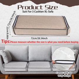 Geetery Plastic Sofa Seat Cushion Covers PVC Waterproof Couch Covers Furniture Sofa Seat Slipcover for Against Cat Dog Clawing Scratching, 28x28x9 Inch(Black and Clear,3 Pcs)