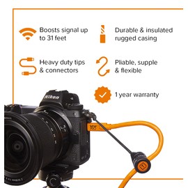 Tether Tools TetherPro USB 3.0 to USB Female Active Extension Cable | for Fast Transfer Between Camera and Computer | High Visibility Orange | 16 Feet (5 m)