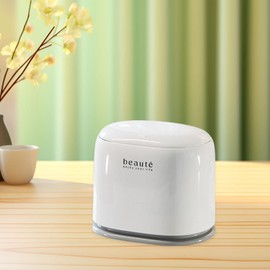 Baoblaze Counter Trash Can Countertop Garbage Can Compact with Press Type Lid Tabletop Trash Bin for Countertop Car Office Vanity Desk, White Gray