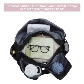 GLIDESMOOTH Duffle Bag for Travel, Water Resistant Gym Bag with Multiple Pockets, Travel Duffle Bags, Carry on Weekender Bags with Wet Dry Storage Pockets, Black