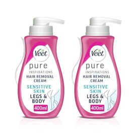 Veet Pure Legs & Body Hair Removal Cream, 800ml (400mlx2), Sensitive Skin
