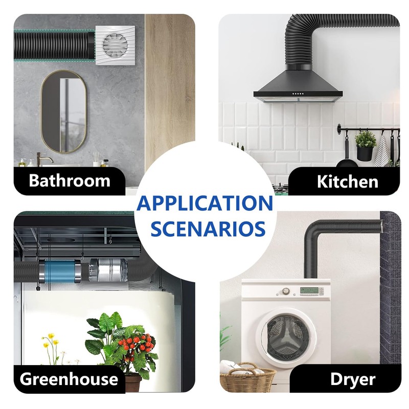 Hakazeni 10 Inch 8 Feet Flexible Aluminum Ducting 4 Layer