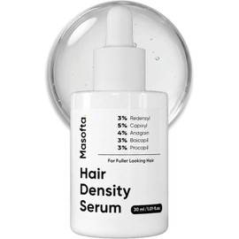 Sérum capilar Masofta para el crecimiento del cabello. Promueve el crecimiento y controla la caída del cabello. Contiene 3% de Redensyl, 5% de Capixyl, 4% de Anagain, 30 ml.