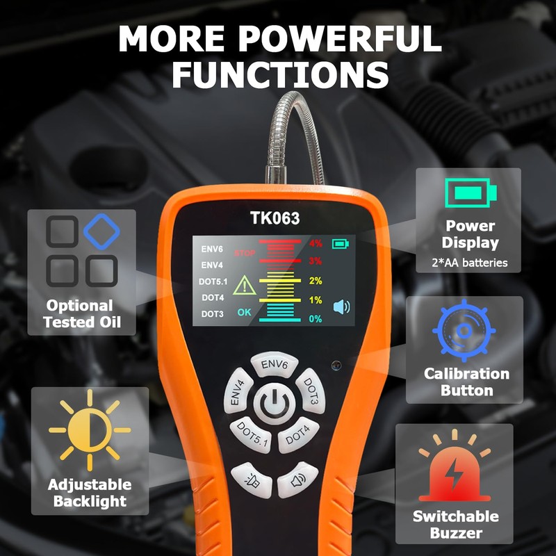 THIKPO Brake Fluid Tester for DOT3 DOT4 DOT5.1 EVN4 EVN6,