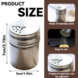 3Pcs Adjustable Pour Holes Shaker Seasoning Cans Rustproof Metal Dredge Shaker Lightweight Metal Dredge Shaker for Cooking Kitchen Gadget