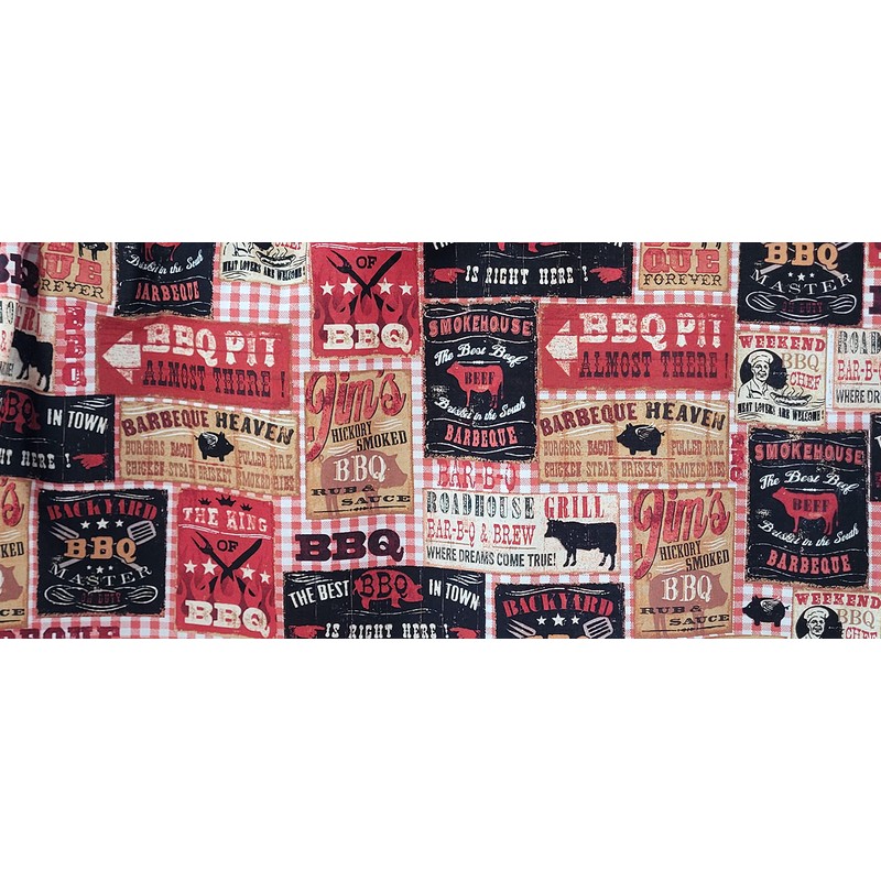 Barbecue Valance Curtain, BBQ Cookout Themed Curtain, Farmhouse Kitchen, Rustic